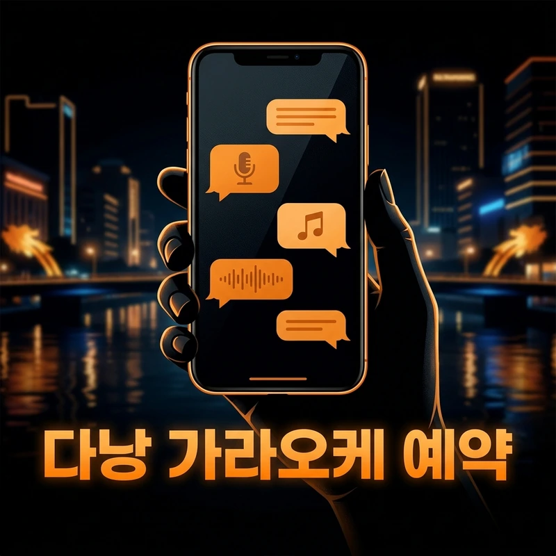 다낭 에덴 가라오케 예약 카톡 문의 — 인원·시간·예산 메시지 일러스트